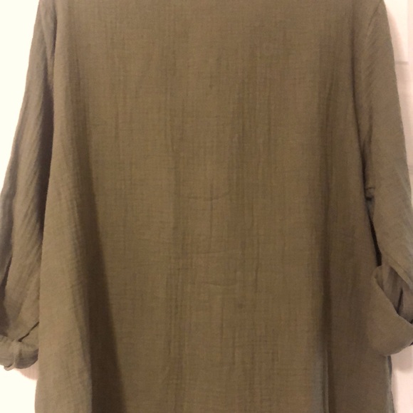 Sanctuary 100% Cotton Gauze Shirt in an olive green. XL - NWT Back to Nature - Picture 7 of 9